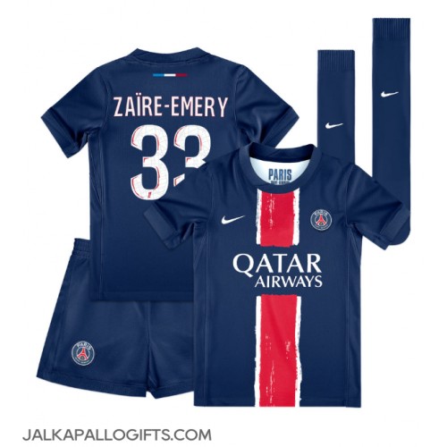 Paris Saint-Germain Warren Zaire-Emery #33 Koti Peliasu Lasten 2024-25 Lyhythihainen (+ Lyhyet housut)